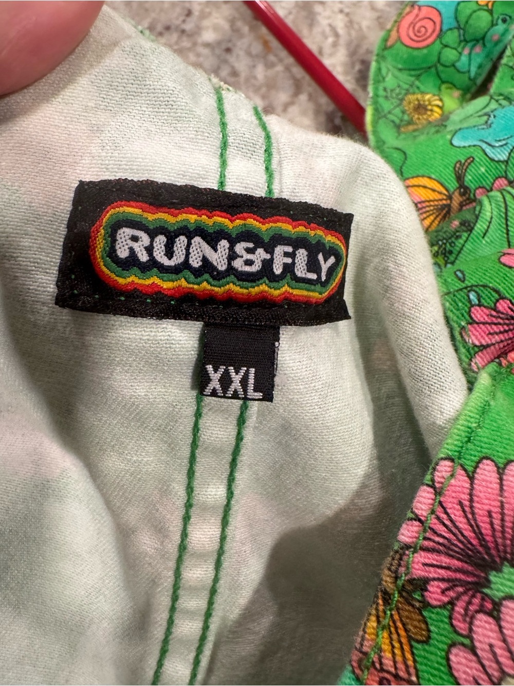 Run & Fly Frog Print Dungarees Overalls Green Cottagecore XXL - Picture 9 of 16